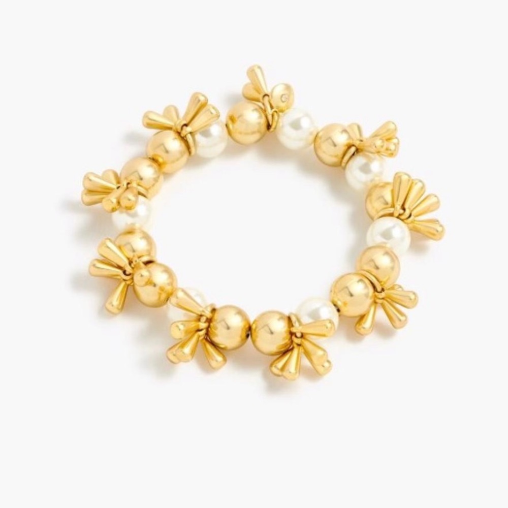 J Crew gold/pearl stretchy bracelet